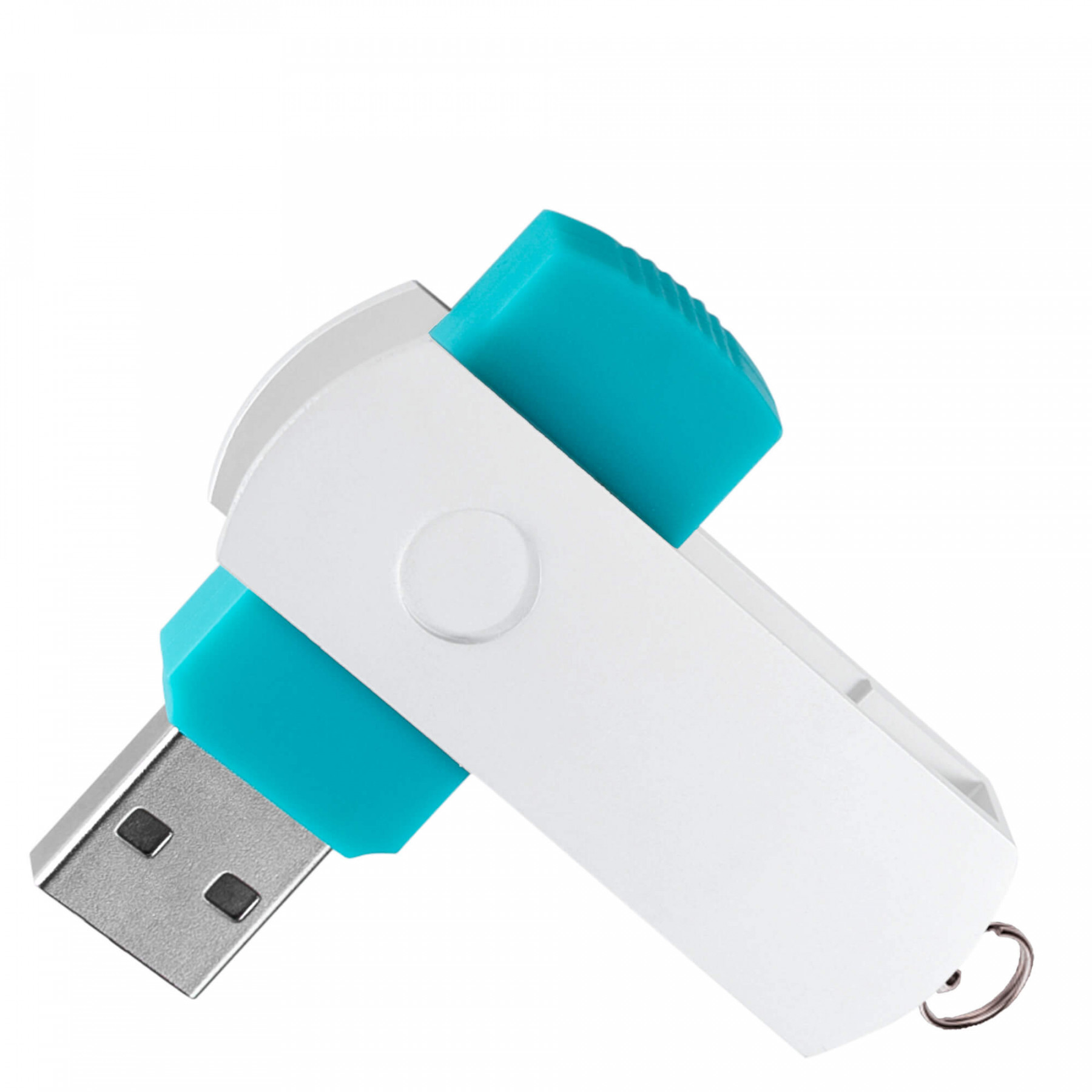 Флешка DUO COLOR 16Гб пластик soft-touch/металл, бирюзовая с белым