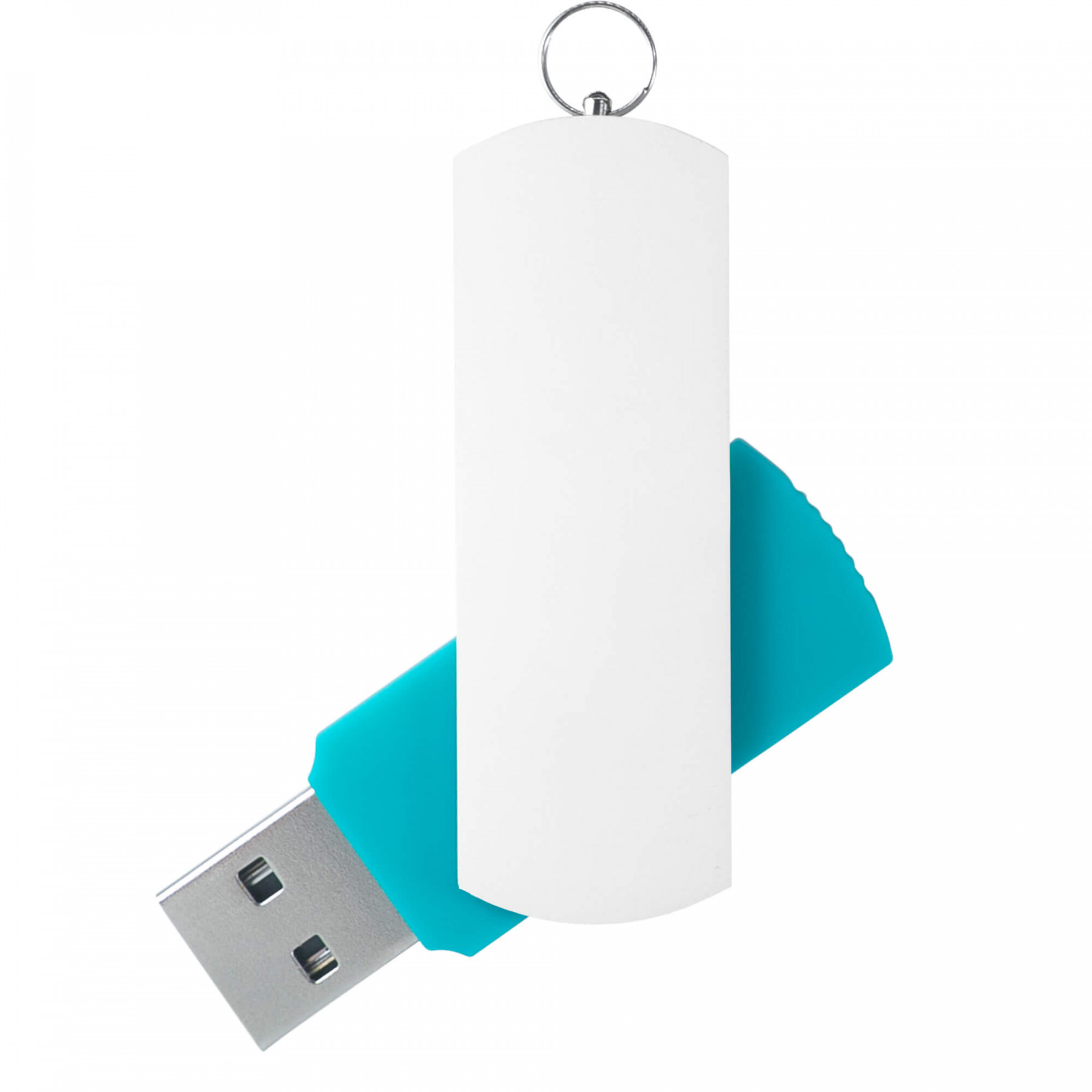 Флешка DUO COLOR 32Гб пластик soft-touch/металл, бирюзовая с белым