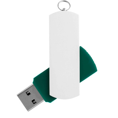 Флешка DUO COLOR 64Гб пластик soft-touch/металл, зеленая с белым