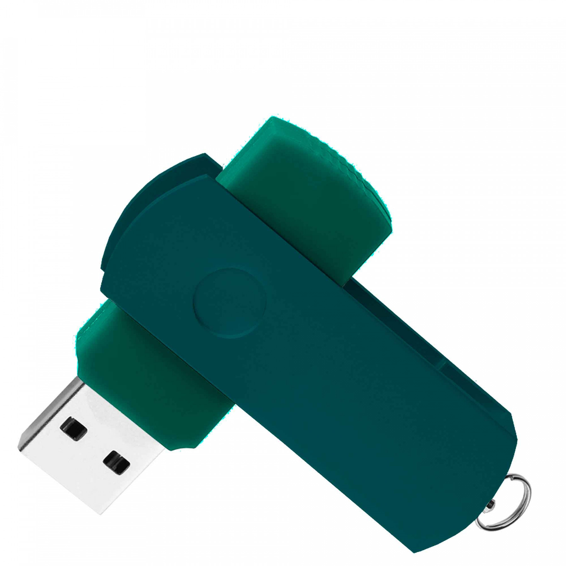 Флешка DUO COLOR 64Гб пластик soft-touch/металл, зеленая с зеленым