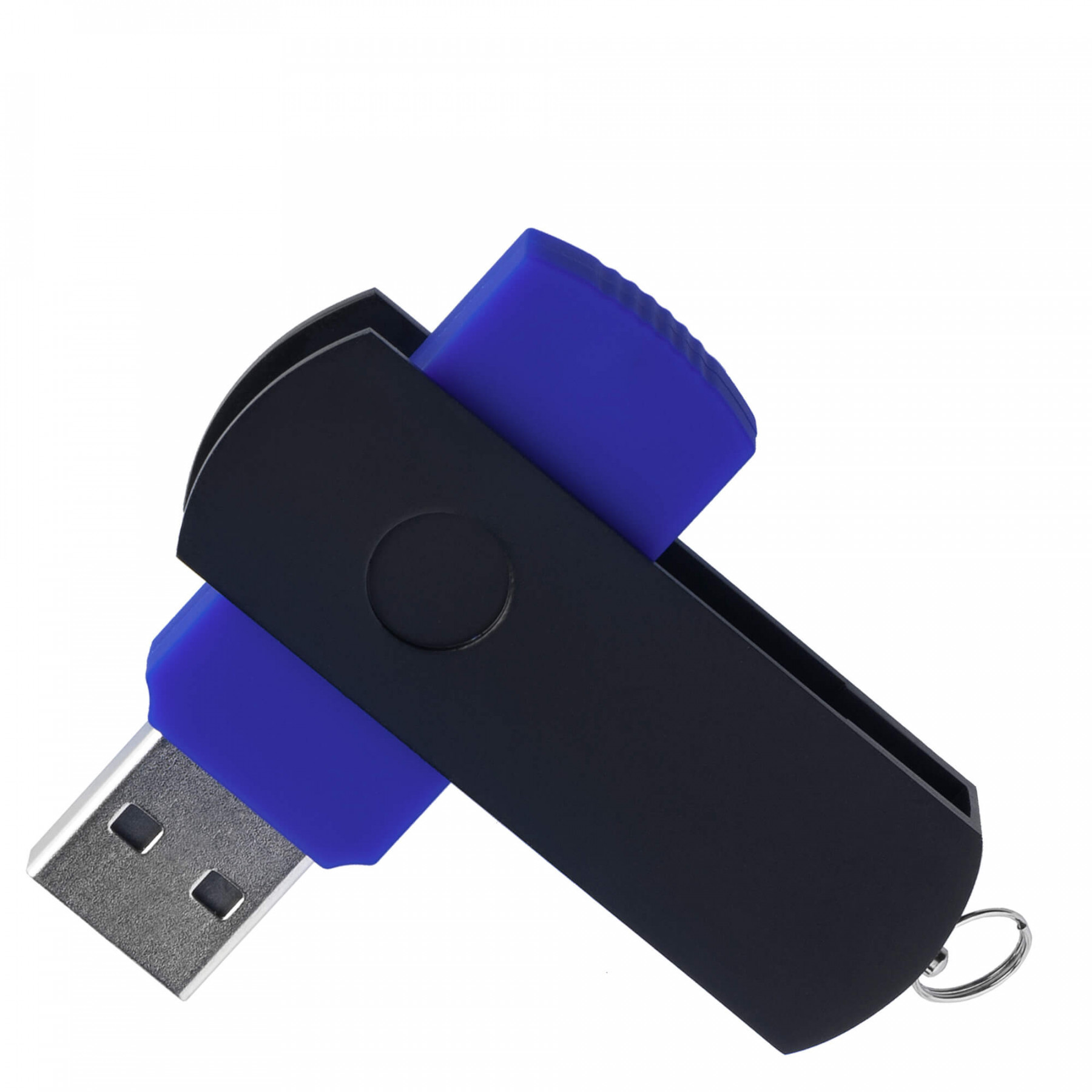 Флешка DUO COLOR 64Гб пластик soft-touch/металл, cиняя с черным