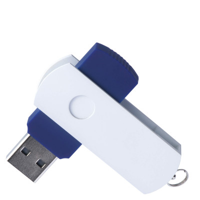 Флешка DUO COLOR 64Гб пластик soft-touch/металл, темно-cиняя с белым