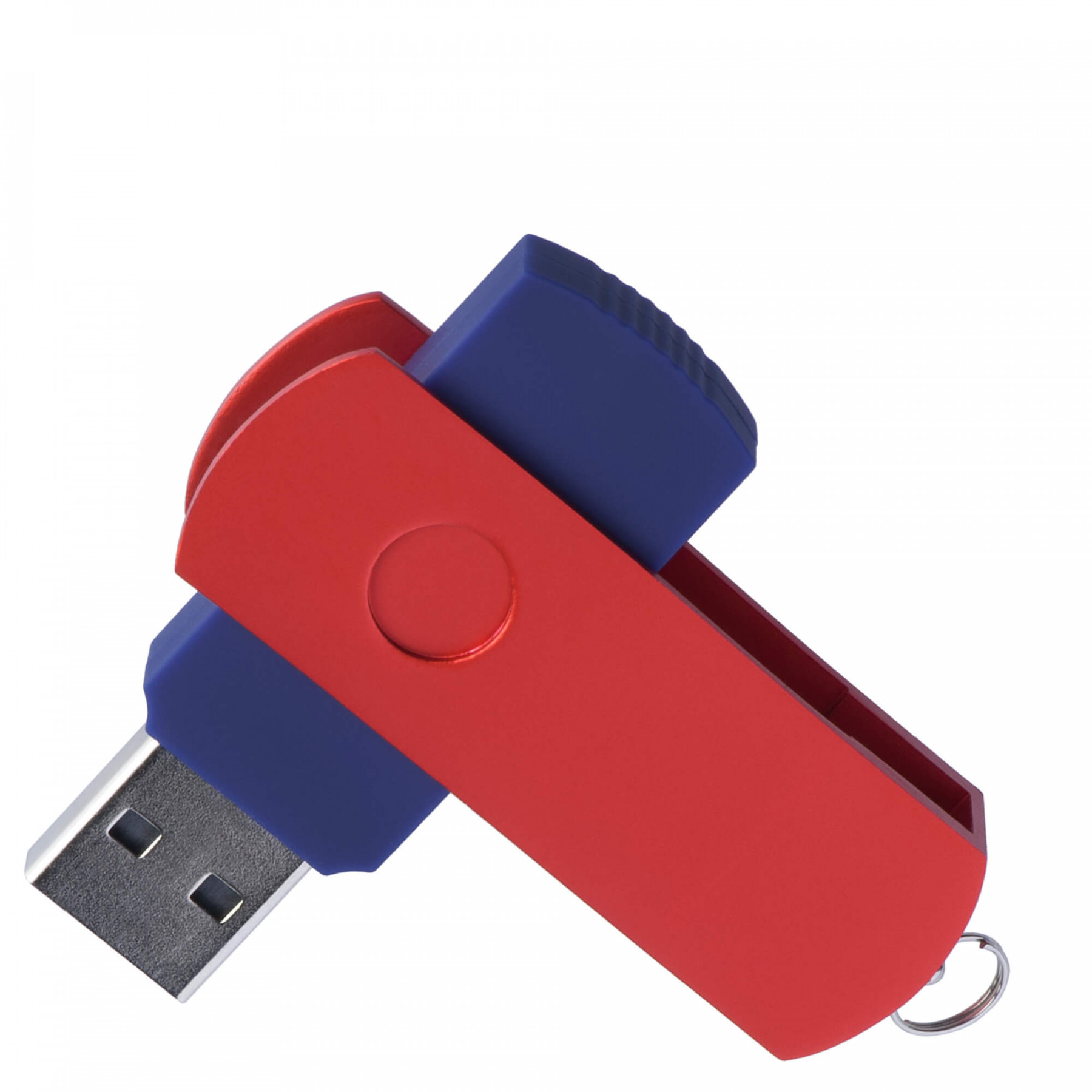 Флешка DUO COLOR 32Гб пластик soft-touch/металл, темно-cиняя с красным