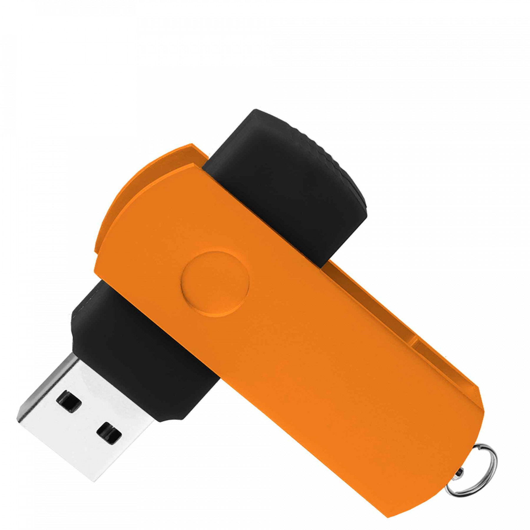 Флешка DUO COLOR 8Гб пластик soft-touch/металл, черная с оранжевым
