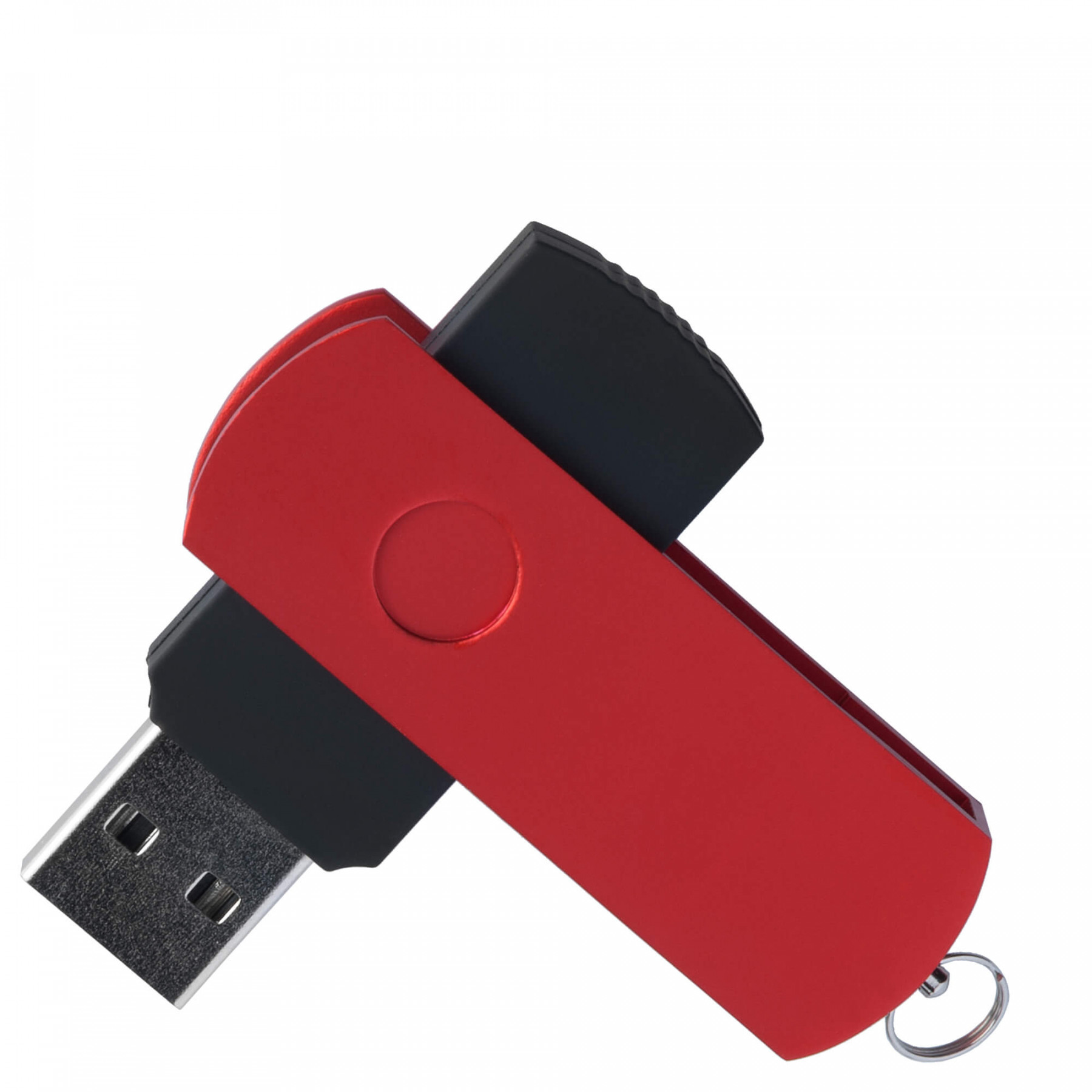 Флешка DUO COLOR 16Гб пластик soft-touch/металл, черная с красным