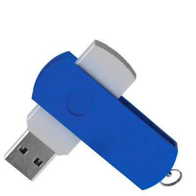 Флешка DUO COLOR 8Гб пластик soft-touch/металл, серебристая с синим