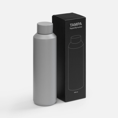 Термобутылка 600мл вакуумная, серая