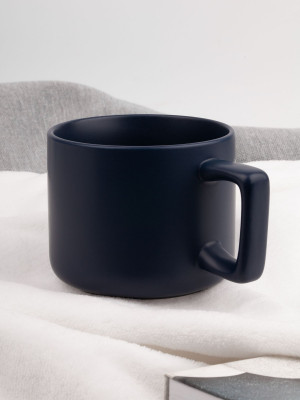 Чашка 400мл в коробке матовая, каменная керамика, темно-синяя