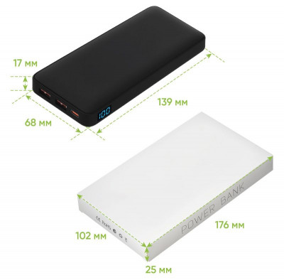 Внешний аккумулятор с подсветкой 10000 mAh, черный