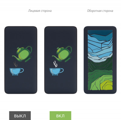 Внешний аккумулятор с подсветкой 10000 mAh, синий
