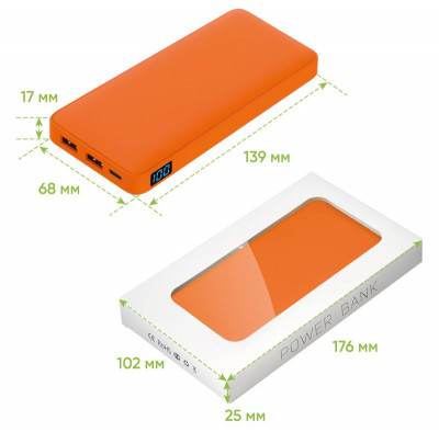 Внешний аккумулятор с подсветкой 10000 mAh, оранжевый