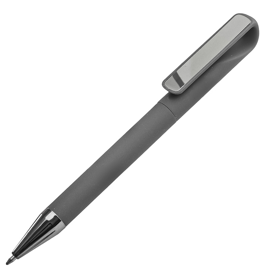 Ручка шариковая с покрытием soft touch, серая
