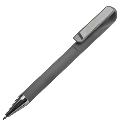 Ручка шариковая с покрытием soft touch, серая