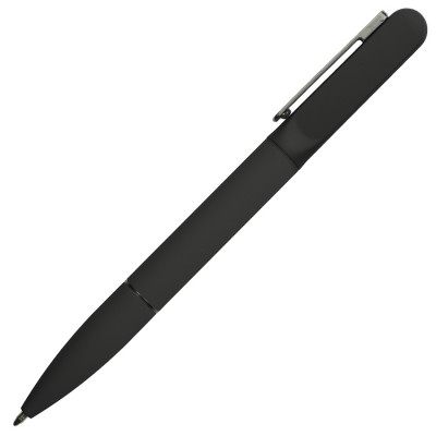 Ручка шариковая с подсветкой после гравировки, soft touch, черная