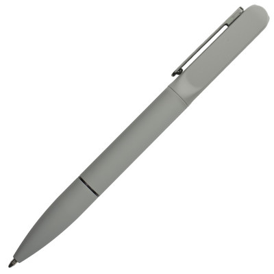 Ручка шариковая с подсветкой после гравировки, soft touch, серая