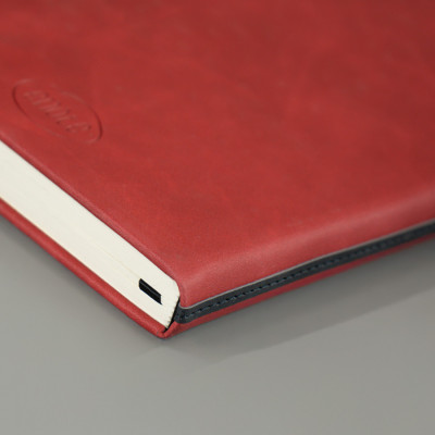 Ежедневник А5 красный с черной полосой, блок в линейку