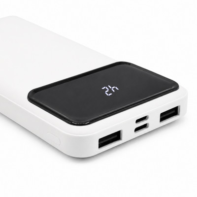 Внешний аккумулятор с индикатором зарядки 10000 Mah, белый