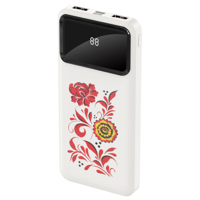 Внешний аккумулятор с индикатором зарядки 10000 Mah, белый