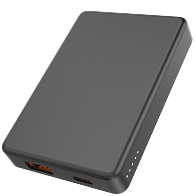 Магнитный внешний аккумулятор с беспроводной зарядкой (5W), 5000 Mah, черный