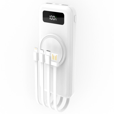 Внешний аккумулятор с беспроводной зарядкой (5W), 10000 mAh, белый