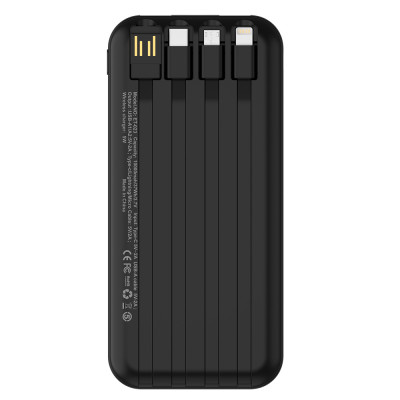 Внешний аккумулятор с беспроводной зарядкой (5W), 10000 mAh, черный