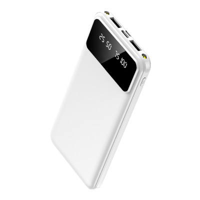 Внешний аккумулятор 10 000 mAh с фонариком, белый