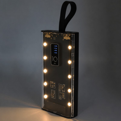 Внешний аккумулятор с фонариком, 10000 mAh, черный