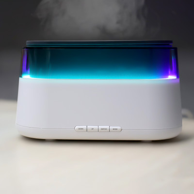 Светодиодный USB увлажнитель-ароматизатор  с часами с RGB подсветкой, белый