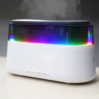 Светодиодный USB увлажнитель-ароматизатор  с часами с RGB подсветкой, белый
