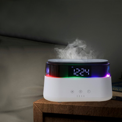 Светодиодный USB увлажнитель-ароматизатор  с часами с RGB подсветкой, белый