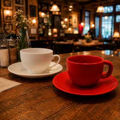 Чайная пара 200мл матовая, керамика, красная